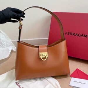 Salvatore Ferragamo Trifolio Brown Large Shoulder Bag (With Box) - Accessories | Buy Online at Best Price
