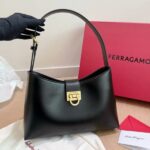 Salvatore Ferragamo Trifolio Black Large Shoulder Bag (With Box) - Accessories | Buy Online at Best Price