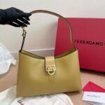 Salvatore Ferragamo Trifolio Mustard Yellow Large Shoulder Bag (With Box) - Accessories | Buy Online at Best Price
