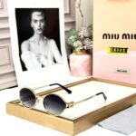 Miu Miu Round Metal Gold Frame Grey Gradient Women’s Sunglasses - Accessories | Buy Online at Best Price