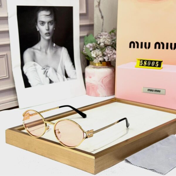 Miu Miu Round Gold Frame Pink Gradient Women Sunglasses