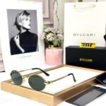 Bvlgari Round Frame Gold Metal Green Lens Women’s Sunglasses - Accessories | Buy Online at Best Price