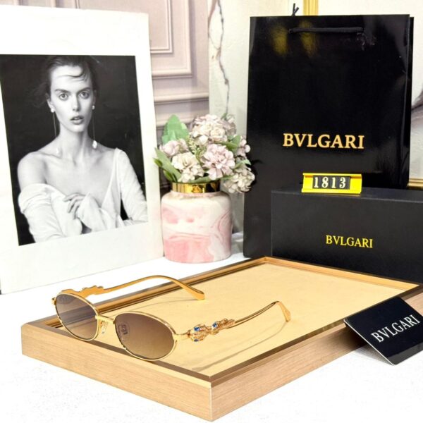 Bvlgari Serpenti Gold Metal Oval Frame Brown Women’s Sunglasses
