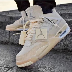 Air Jordan Retro 4 Off White Sail Shoes For Men (BSF91)