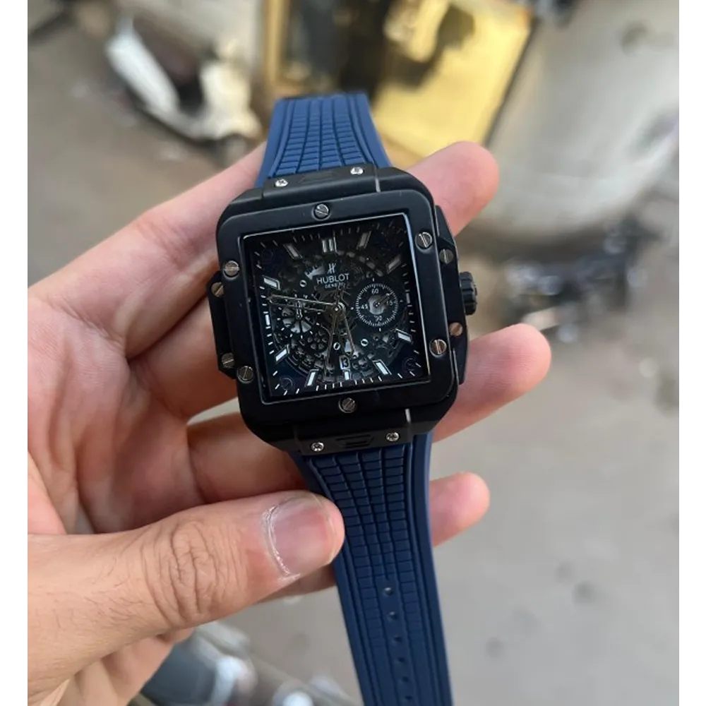 Buy Classy Hublot Big Bang Square Blue Silicon Strap Watch For Men (SHH04783)