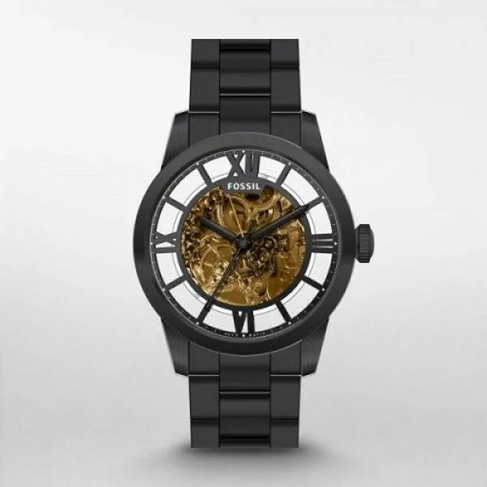 Round Black Automatic Fossil Watch for Men – First Copy