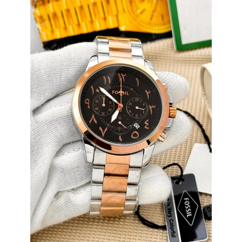 Buy Luxurious Fossil Arabic All Chronograph Working Two Tune Watch For Men (CS4658)