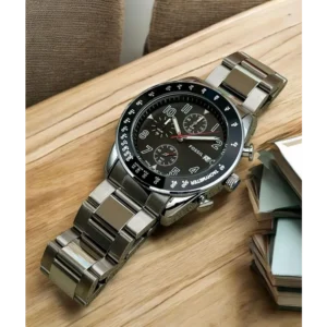 Buy Luxurious Fossil Round Dial Auto Watch Silver Black Watch For Men (CS4680)