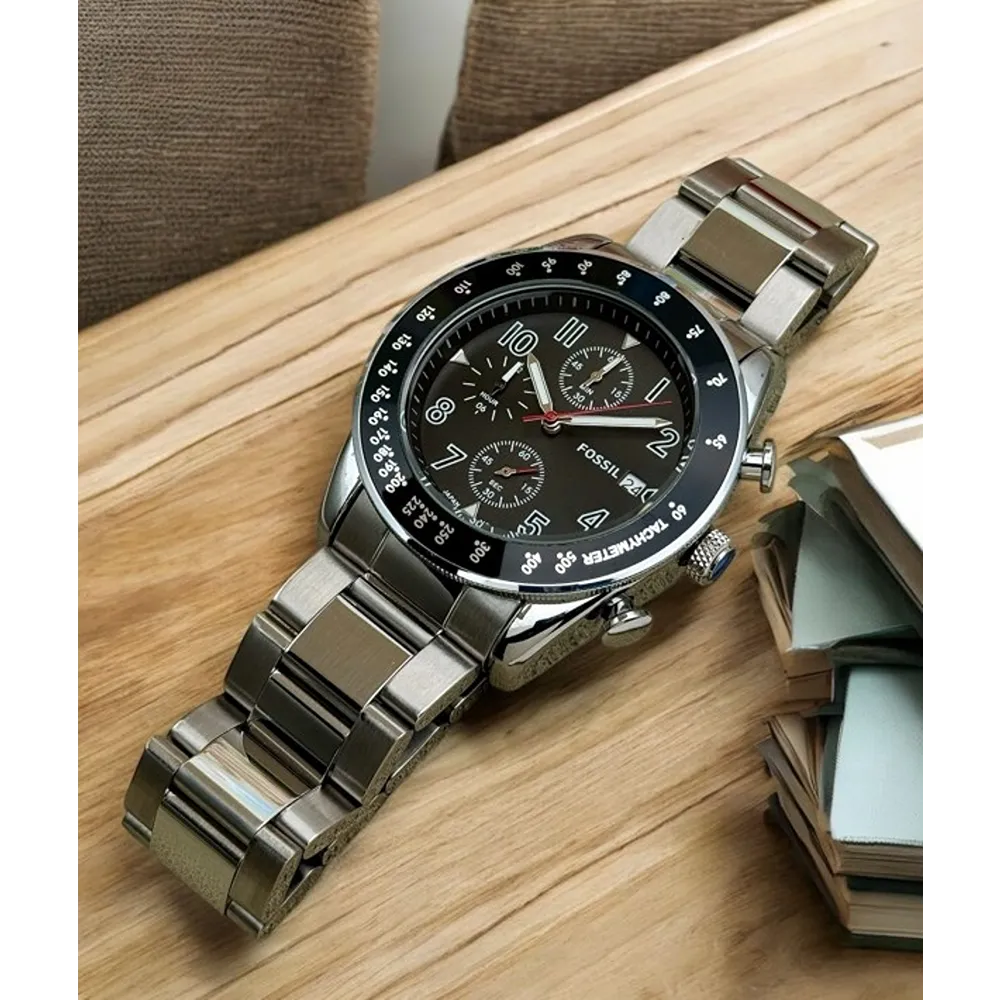 Buy Luxurious Fossil Round Dial Auto Watch Silver Black Watch For Men (CS4680)