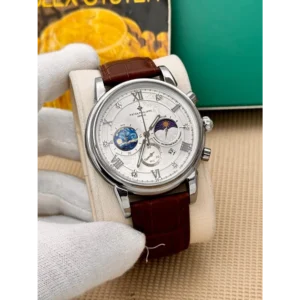 buy luxurious patek philippe roman chronograph brown watch for men cs4651