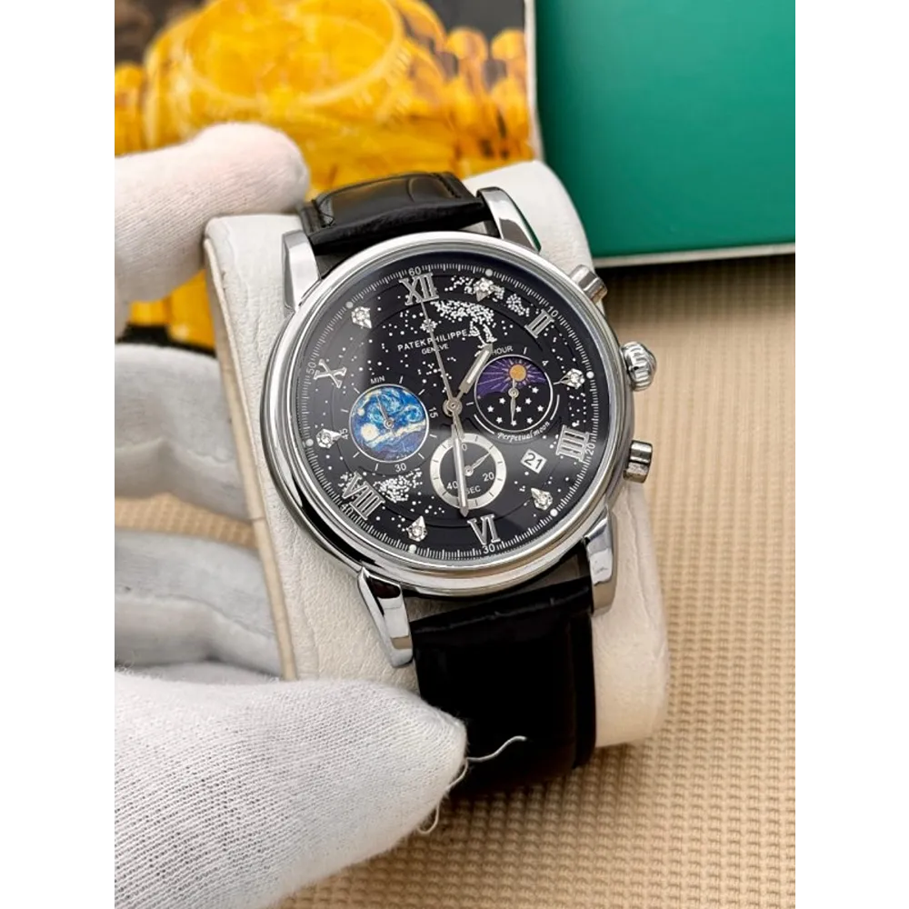 Buy Luxurious Patek Philippe Roman Chronograph Full Black Watch For Men (CS4650)