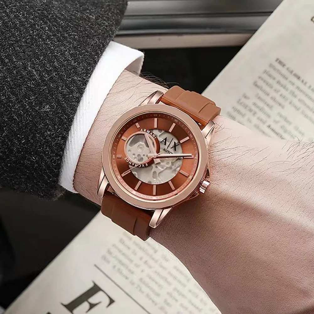 First Copy Armani Exchange Watch – Brown Rubber Strap