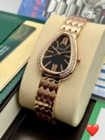 Bvlgari Branded Analog Watch With Rose Gold Color Metal Case & Strap Watch With Black Dial Designer Strap Watch For Girl Or Woman-Best Gift Date Watch- BV-103478 - Buy Online | Brandfasion