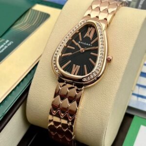 Bvlgari Branded Analog Watch With Rose Gold Color Metal Case & Strap Watch With Black Dial Designer Strap Watch For Girl Or Woman-Best Gift Date Watch- BV-103478 - Buy Online | Brandfasion