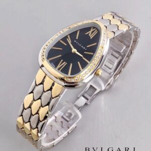 Bvlgari Branded Analog Watch With Silver Metal Case & Strap Watch With Black Dial Designer Gold Multicolor Strap Watch For Girl Or Woman-Best Gift Date Watch- BV-103454 - Buy Online | Brandfasion