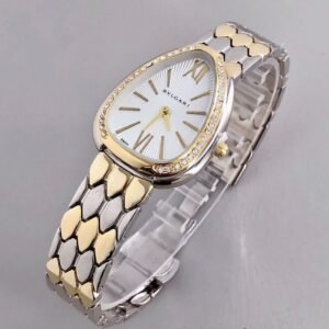 Bvlgari Branded Analog Watch With Silver Metal Case & Strap Watch With White Dial Designer Gold Multicolor Strap Watch For Girl Or Woman-Best Gift Date Watch- BV-103455 - Buy Online | Brandfasion