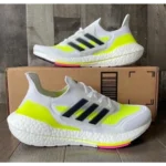 Classy Adidas Ultraboost 21 White Neon Shoes For Men (SHUB265) - 7a first copy shoes | Buy Online at Best Price