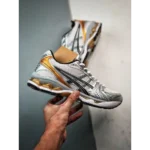 Classy Asics Gel Kayano 14 Grey Gold Running Shoes For Men (SHUB274)