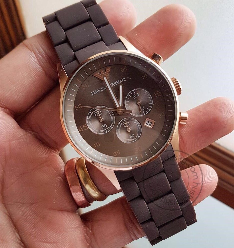 Classy Emporio Armani Chronograph Brown Silicone Men’s Watch AR5890