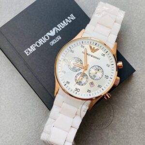 Classy Emporio Armani White Chronograph Analog White Dial Men’s Watch AR-5919