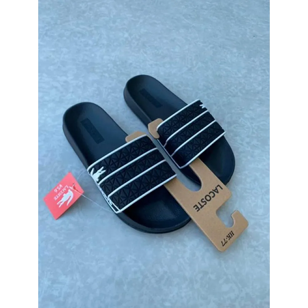 Classy Lacoste Frasier Black Slides For Men (SFS1288)