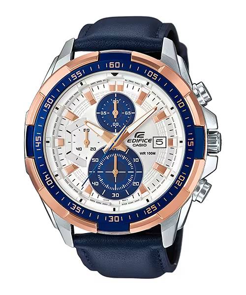Edifice Chronograph Blue White Men’s Leather Watch 539L-7CV