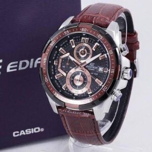 Edifice Chronograph Brown Dial Leather Men’s Watch EFR 539L 5AVUDF