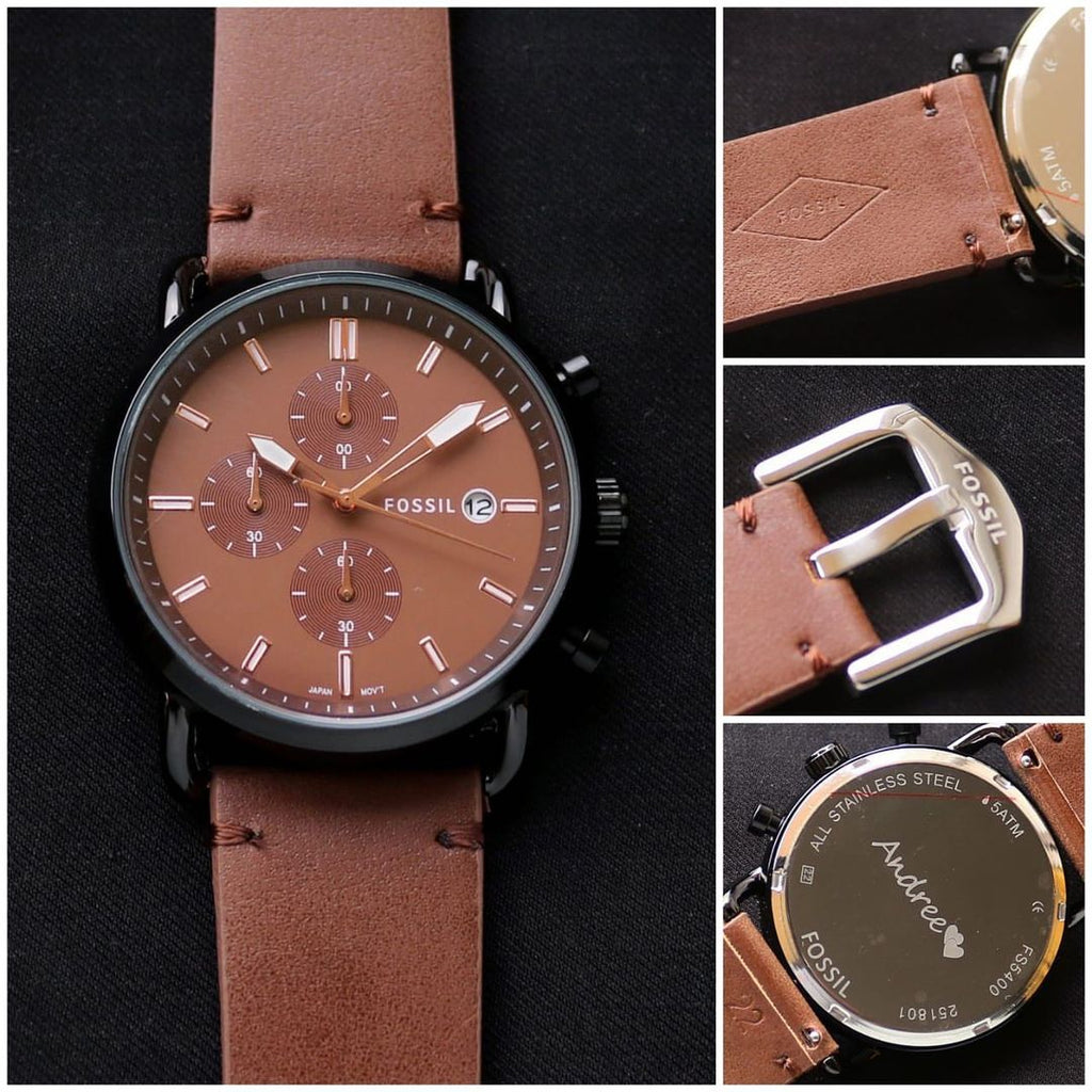 Fossil Analog Leather Strap Watch for Men’s With Brown Dial FS-0509 Men’s Watch Genuine for Gifts