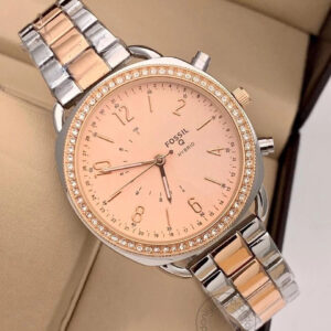 Fossil Q Hybrid Women’s Watch For Girl Or Woman Es543 Rose Gold Dial Metal Silver Gold Strap – Best Gift