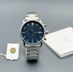Fossil Silver Stainless Steel Strap Watch For Mens FS-S-BLUE Design Blue Dial For Man Best Gift Date Watch - Buy Online | Brandfasion