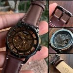 Fossil Townsman Automatic In Black & Transparent Case With Dark Brown Color Strap Watch For Men’s Watch ME-3098 Formal Casual Metal Watch For Man - Buy Online | Brandfasion