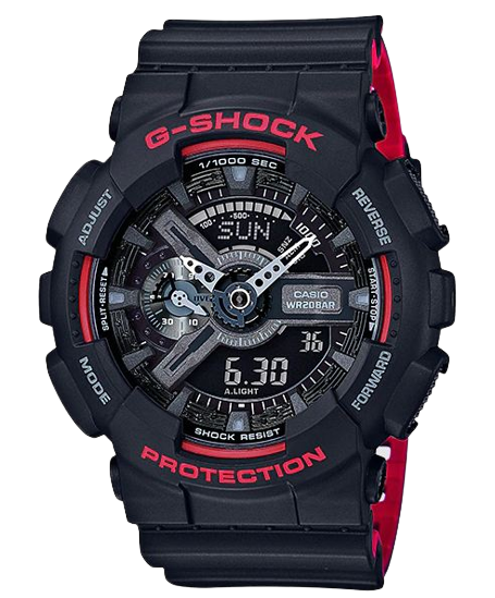 G-shock Analog Digital Resin Black Red Strap GA110HR-1ACR Multi Color Dial Day Date Gift Watch Gshock