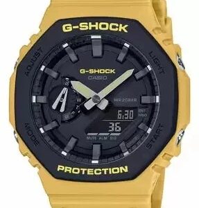 G-Shock Analog Digital Yellow Color Belt Men’s Watch For Man GA-2110SU-9ADR Black Color Dial Day And Date Gift Watch