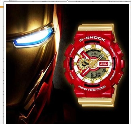 G-Shock Jam Tangan Iron Man Edition Watch Dual Time Robber Strap Watch For Men -Unisex Fancy look premium quality GA-110CS-4ADR