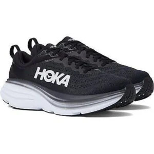 Hoka Bondi 8 White Black Mesh Shoes For Men (BOT146)