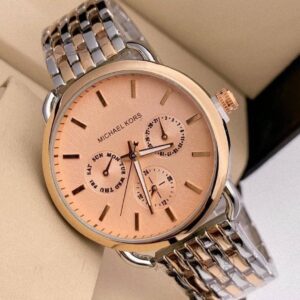 Michael Kors Peach Dial Women’s Mk-857 Watch For Girl Or Woman Chronograph Multi Dial Gold Silver Day Date - Buy Online | Brandfasion