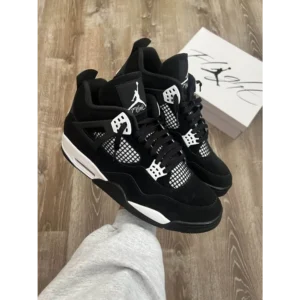 Nike Air Jordan Retro 4 Black White Semi UA Men Shoes (FT352)