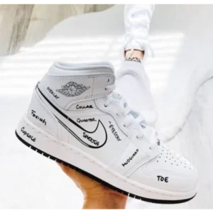 Nike Jordan Retro 1 Mid Schematic leather Shine Men Shoes (FT732)