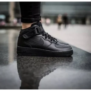 Imported Nike Air Force 1 Mid Black Shoes For Men (SOS2868)