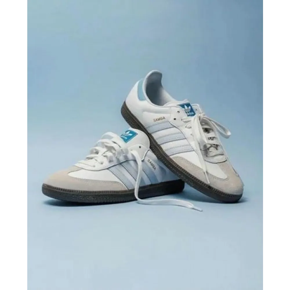 Luxurious Adidas Samba Halo Blue Shoes For Men With Brand Box (SUP5661)