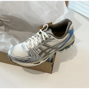 Trendy Asics Gel Kayano 14 Cream Pepper Silver Blue Shoes For Men (SHUB742)