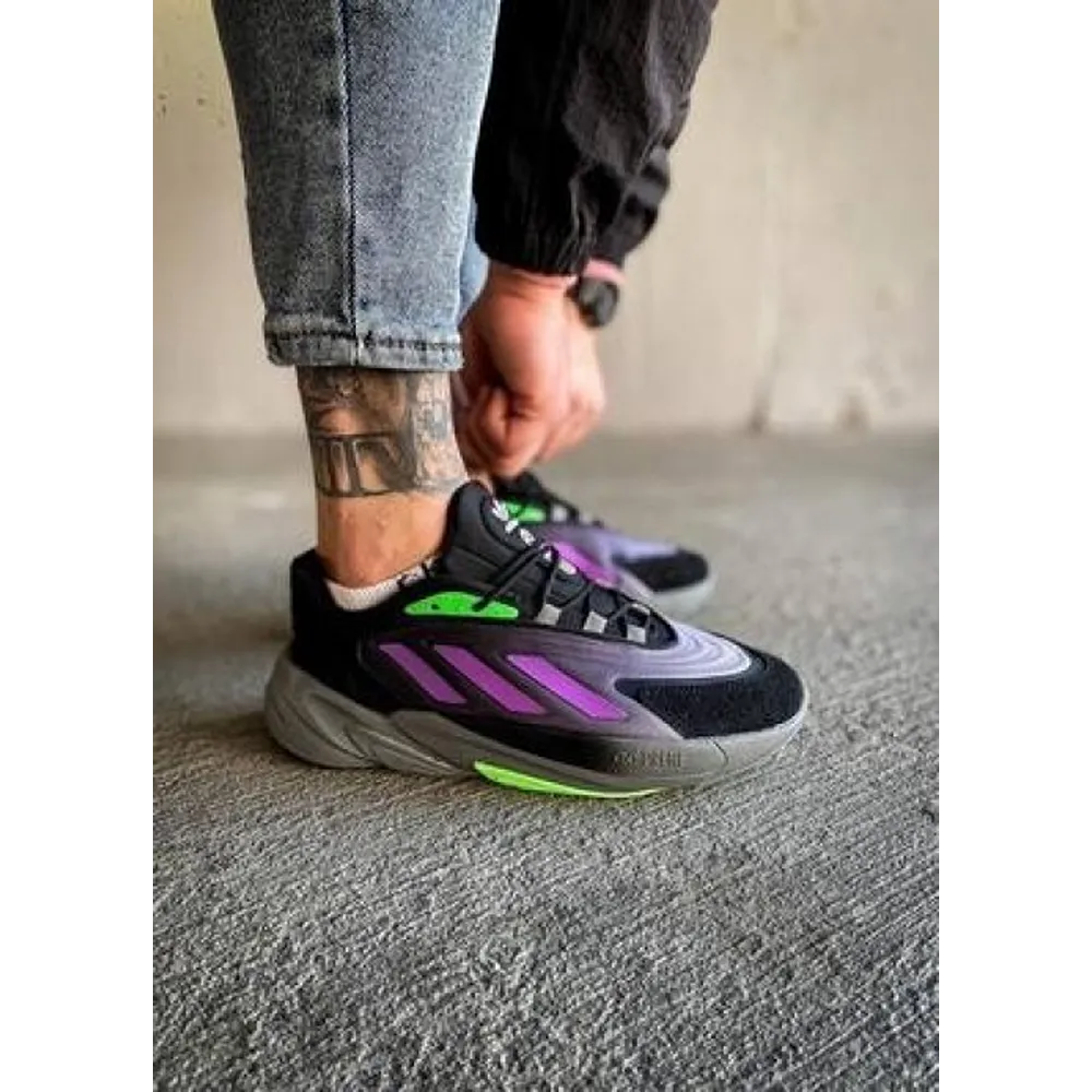 Trendy Adidas Ozelia Joker Core Black Screaming Green Grey Shoes For Men (SHUB645)