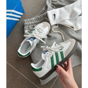 Classy Adidas Samba White Green Shoes For Men (SHH07894) - 7a first copy shoes | Buy Online at Best Price