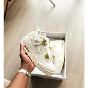 Trendy Nike Jordan 4 Metallic Gold Shoes For Men (SW6540)