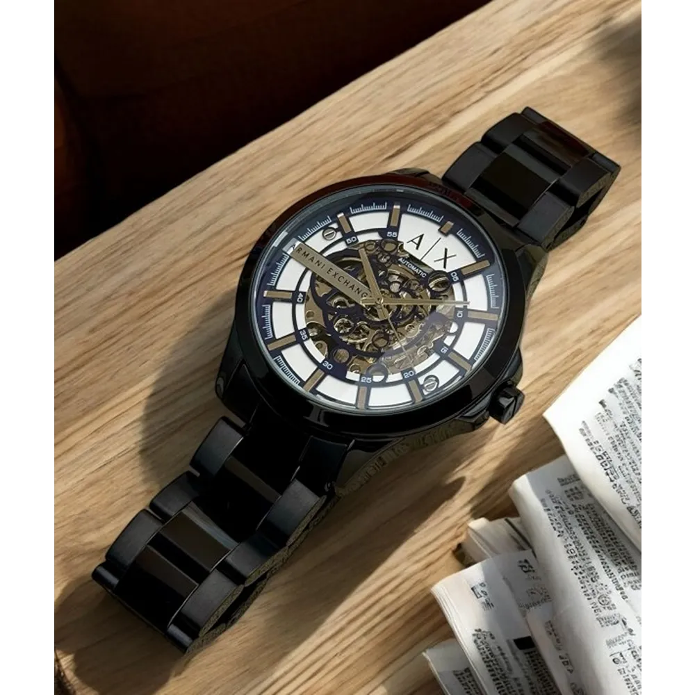 Trendy Armani Exchange Auto Silver Black Watch For Men (SHH04688)