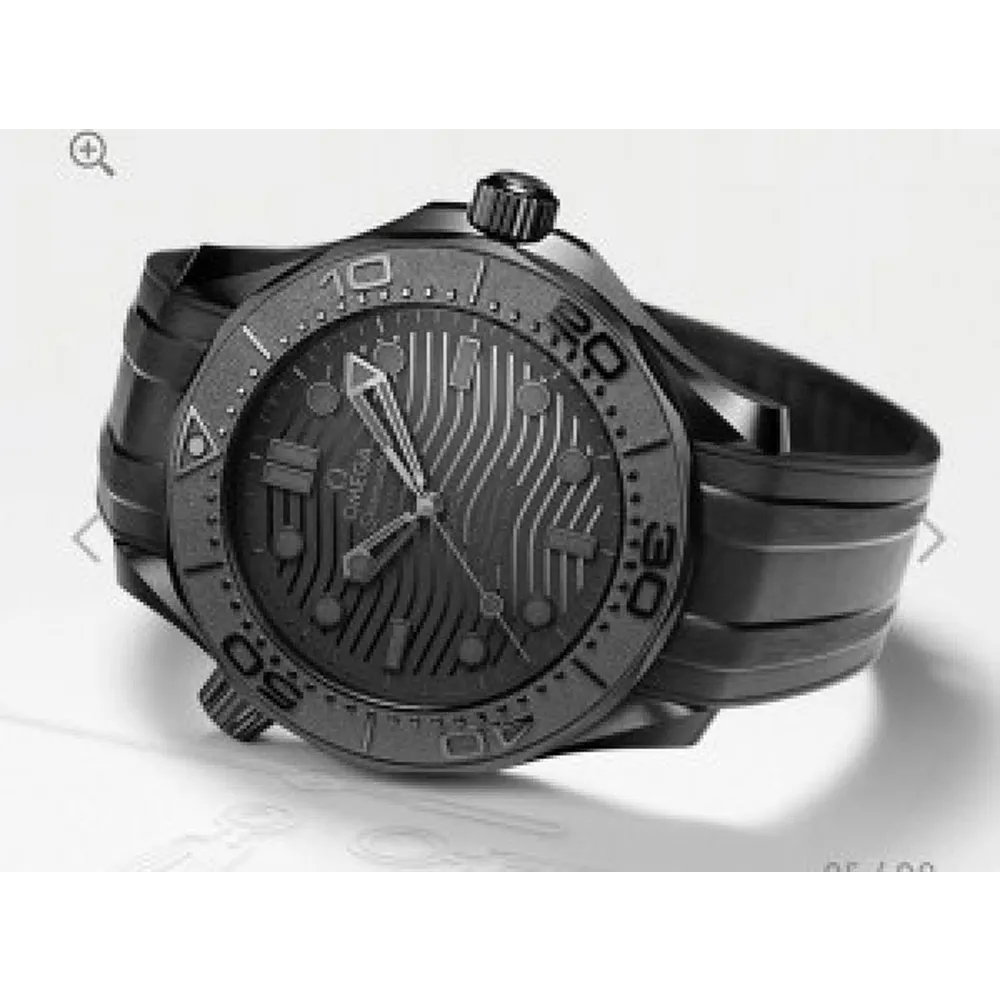 Trendy Omega Seamaster Diver Black Ceramic on Rubber Strap Watch For Men (SHH04776)