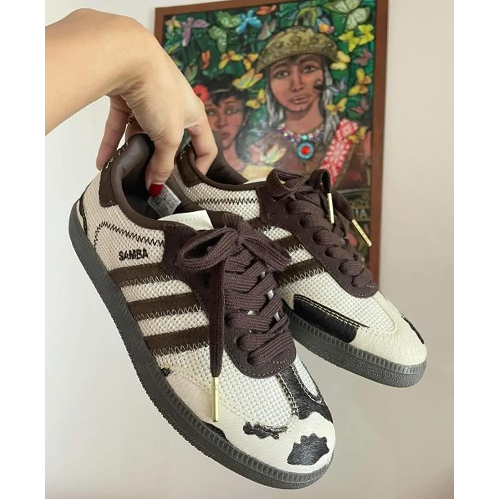 Trendy Adidas Samba Notitle Cow Print Brown Shoes For Men (SHUB506)