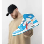 Premium Nike Air Jordan Retro 1 X Off White Blue Shoes For Men (QT301) - 7a first copy shoes | Buy Online at Best Price