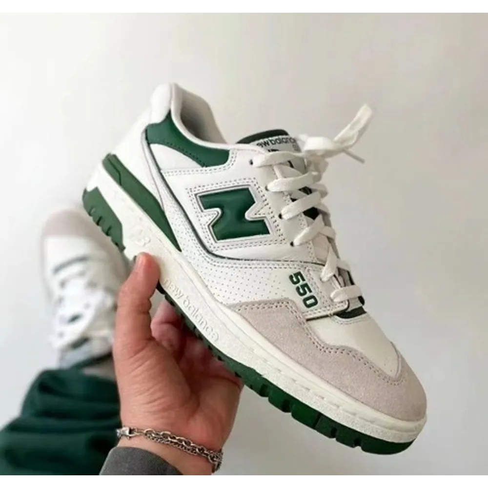 Premium New Balance 550 White Green Shoes For Men (GF1277)