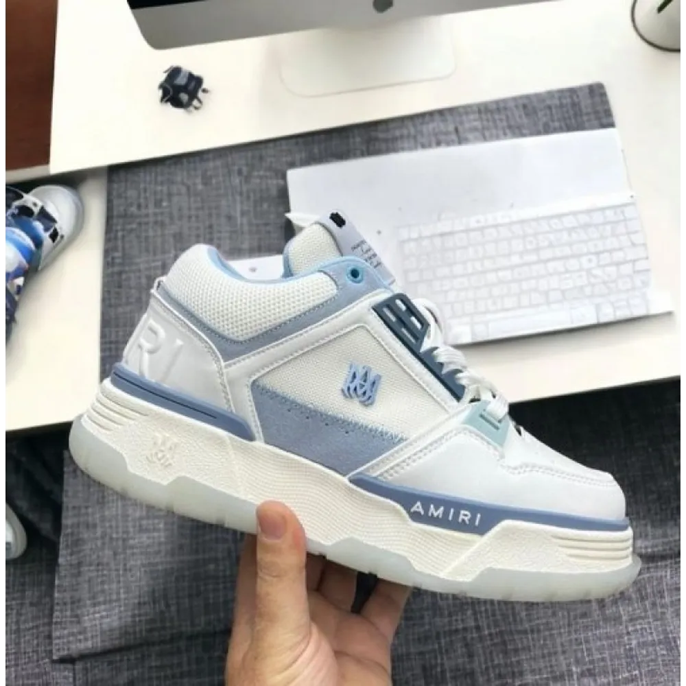 Imported Amiri Ma 1 Low Top White Blue Shoes For Men (SOS2845)